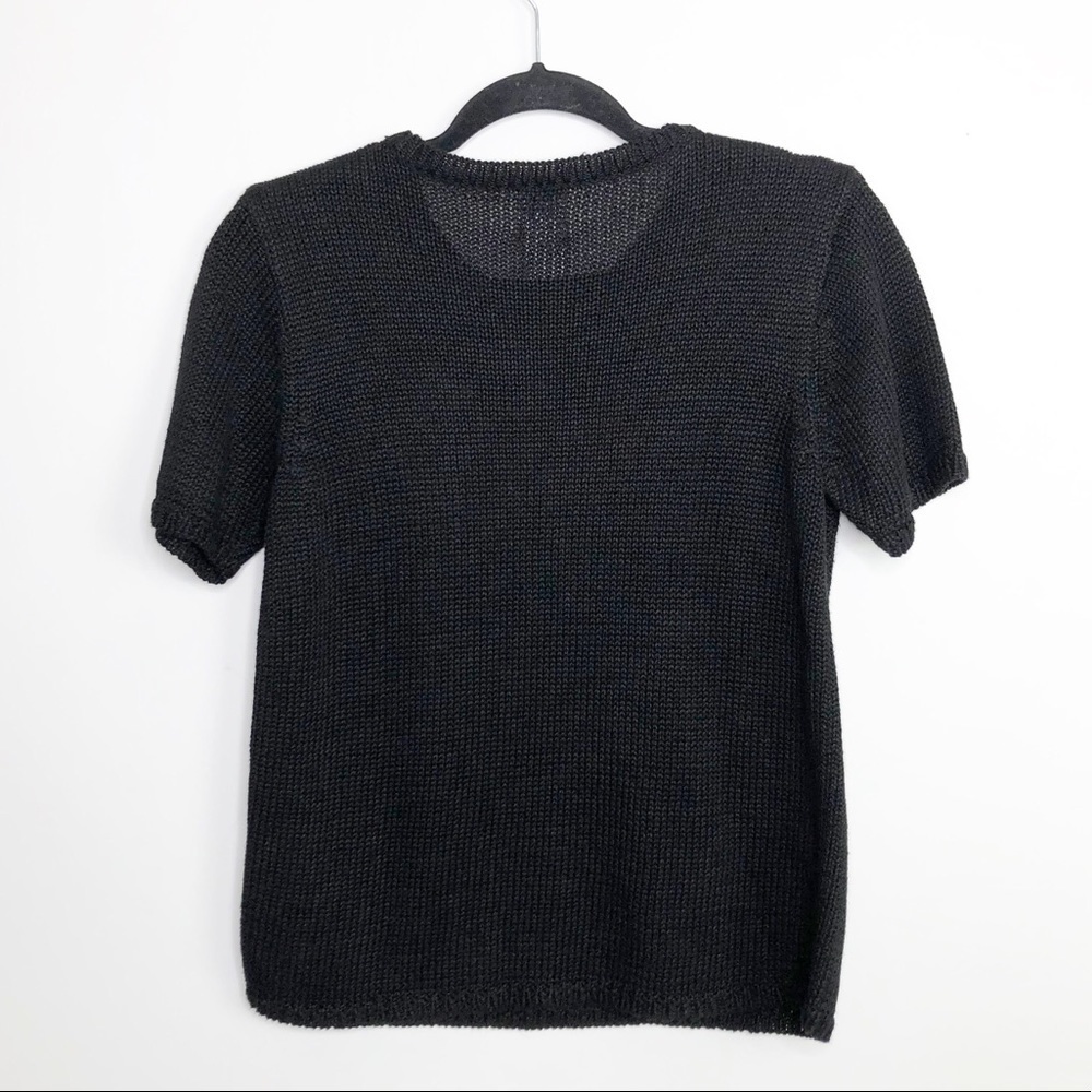 J M collections vintage graphic image petite black knit sweater - Picture 5 of 8